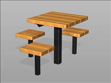 2055-ADA Accessible Table and Seats (Wood Slats)