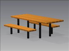 2063 Accessible Picnic Table and Seats (Wood Slats)