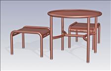 2935-0036 Boulevard Round Table with Four Legs