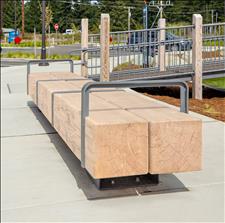 2219-16+A+SD Colossus Giant Timber  Seat with Armrests and Skateboard Deterrents