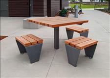 Three Diller Seats 2992-20 with Diller table, U.S. Patent D880,879